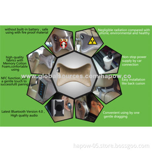 Memory Foam Pillows with Bluetooth 4.0, Stereo Music Speaker/Headset and Environmental Power Supply